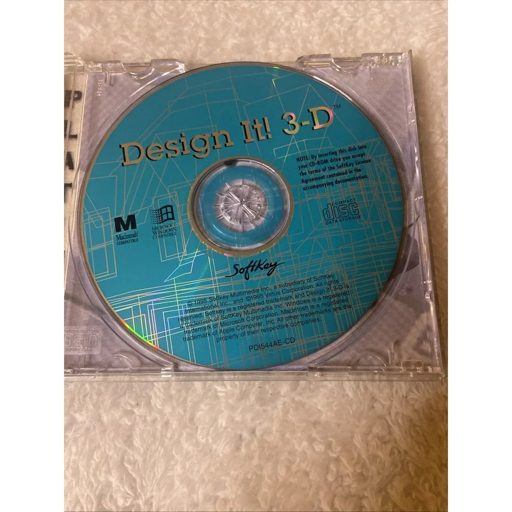 Design It 3D PC CD ROM VTG Softkey WIN MAC 1995 Interactive